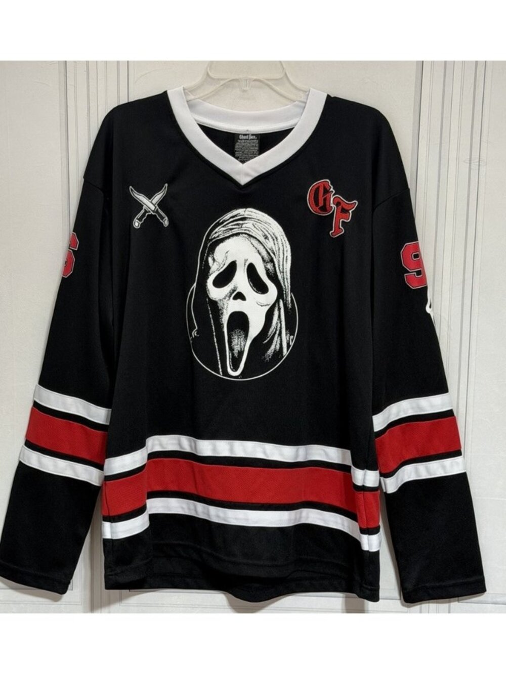 Bioworld Scream Ghost Face Hockey Jersey Men's Large Black Red 96 Slasher Horror